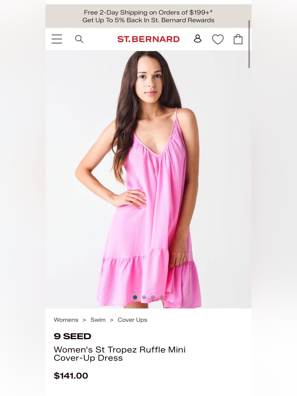 9 Seed St Tropez Ruffle Mini Cover-Up Dress in Pink